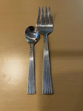 Wallace MANHATTAN Stainless 18/8 Cold Meat Fork & Sugar Spoon Lot Of 2