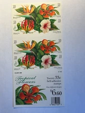 U. S. Booklet SC 3310-13 Tropical Flowers MNH Pl S33333 1999