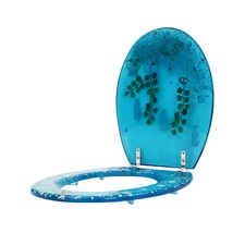 Resin U/V type Toilet Seat,Aquarium Seat Blue Sea Fish Shells Shape Toilet Seat