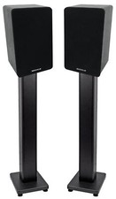 Pair Rockville RockShelf 58B Black 5.25" Home Bookshelf Speakers + 28" Stands