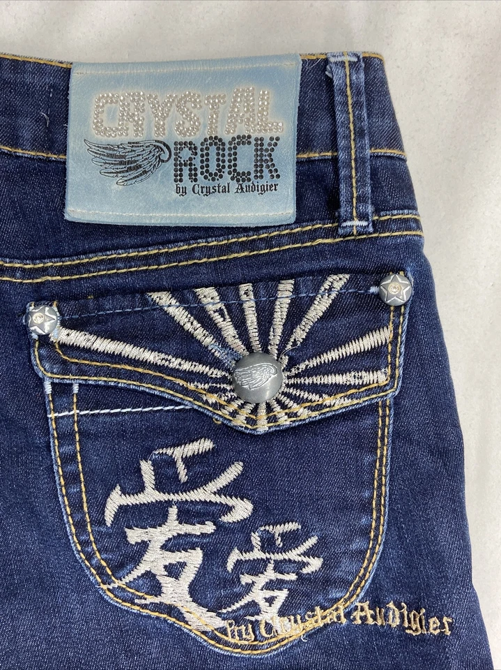 CRYSTAL ROCK by Chrystal Audigier Women's Size 27 Denim Jeans Bootcut Low-Rise - Image 4 of 4