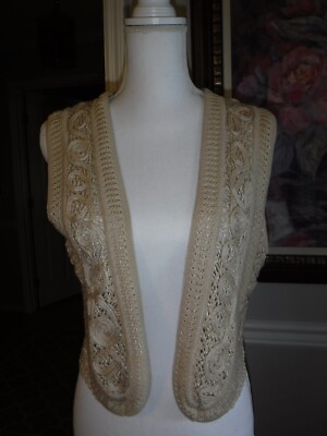 CHISO'S SZ 1 EMBROIDERED VEST BEIGE COTTON RAYON