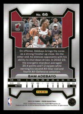 2023-24 Panini Prizm #66 Bam Adebayo | eBay
