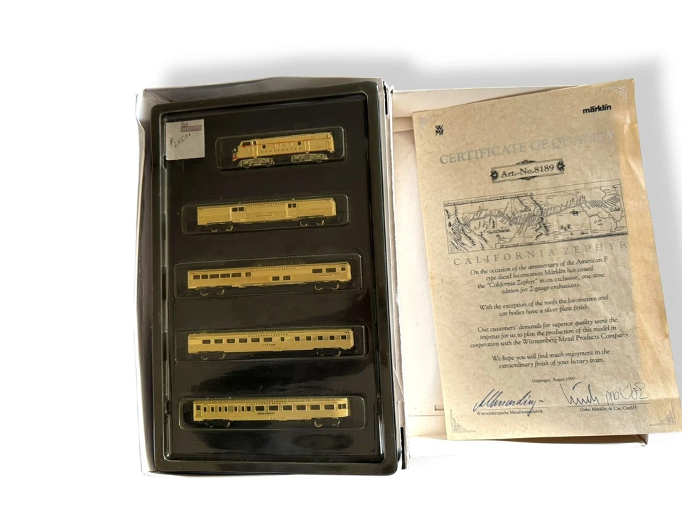 NOS NIB Märklín Mini-Club 8189 GM F-Type 4 California Zephyr Silver Plate Ed - Image 3 of 4