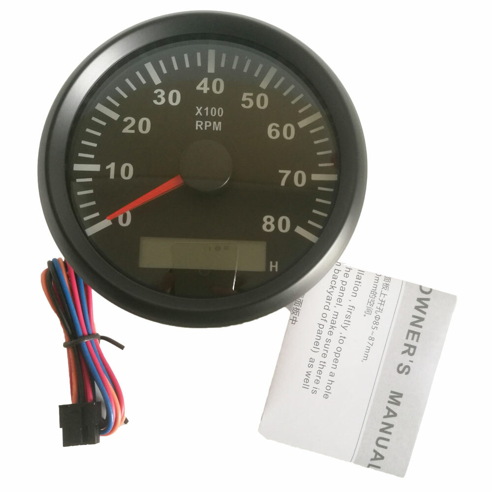 MOTOR METER RACING W PRO Series 6 Gauge Set - 110mm 4-3/8 GPS Speedometer & Tachometer 52mm 2-1/16 Volt, Fuel Level, Water Temperature & Oil Pressure Black Dial White LED - for