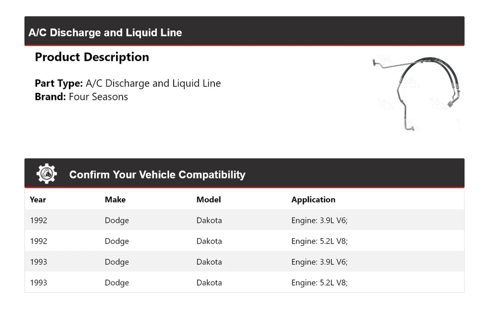 For 1992-1993 Dodge Dakota A/C Discharge and Liquid Line 4 Seasons - Image 2 of 4