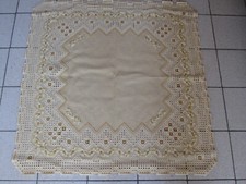 Hardanger: Tischdecke Hardanger Handarbeits Decke gelb