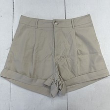 Shein Beige Pleat Front Shorts Women s Size Large New