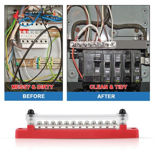 M6 Stud Bus Bar 12V Battery Power Distribution Positive Negative Truck Boat - Picture 6 of 16