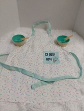 Always First Children's Ice Cream Apron & (2) Ice Cream Bowls W/Spoons BNWT!
