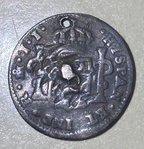 1818 Mexico 1/2 Real Silver Colonial Spanish Coin - Picture 2 of 2