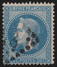 n°29B variété "aux flocons" case 64A2, Lauré 20c bleu, Type II, oblitéré - TB
