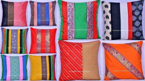 Indian Mandala 16" Silk Brocade Cushion Cover Throw Home Interior Decor Pillow - Picture 1 of 41