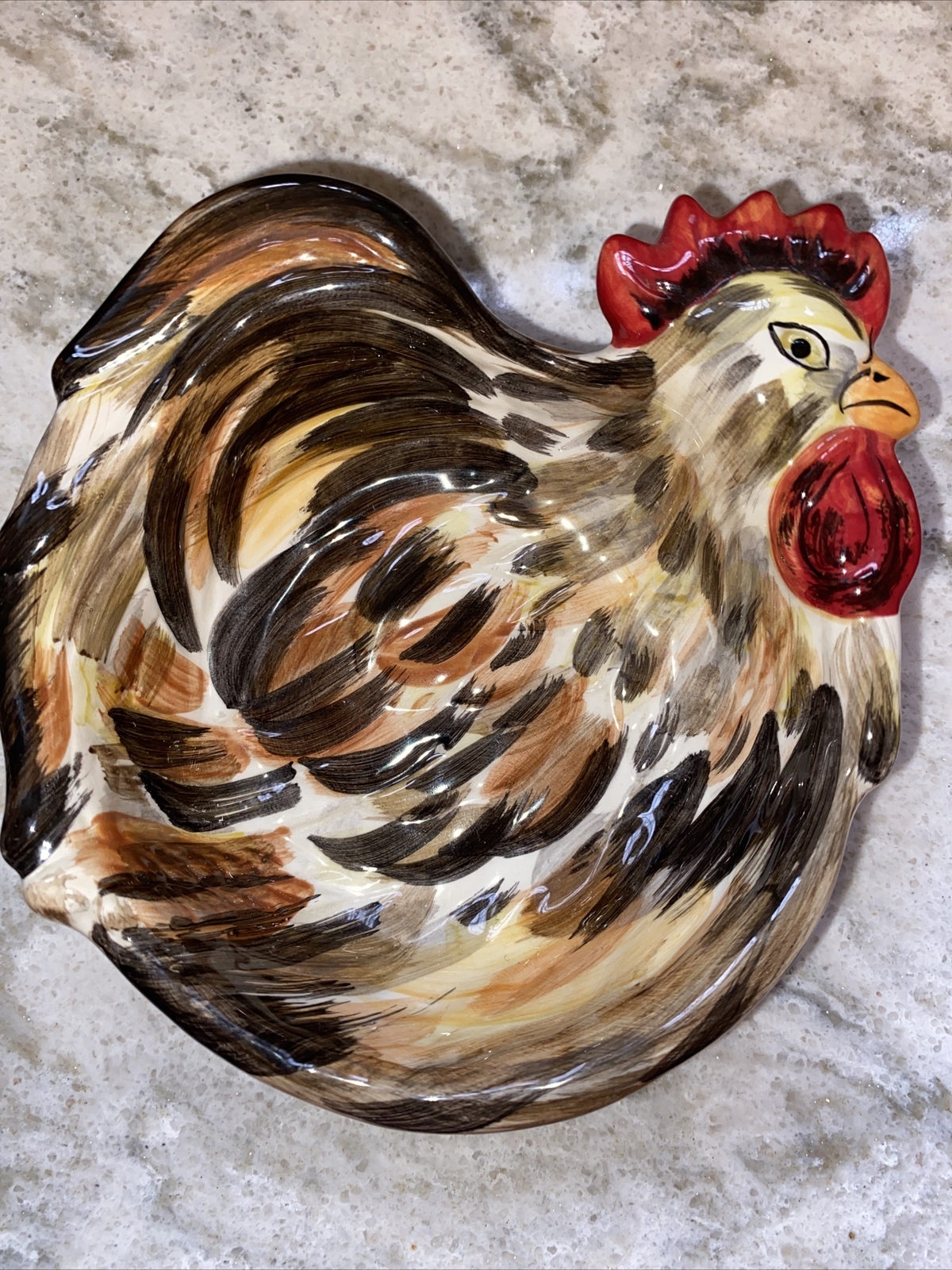 (3) Tabletops Gallery Hand Painted Stoneware Romalo Rooster 4 Inch