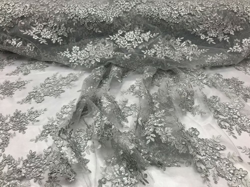 Luxury Corded Lace Fabric with Floral Embroidery & Sequins – Multi-Color VT-12 - Picture 20 of 46