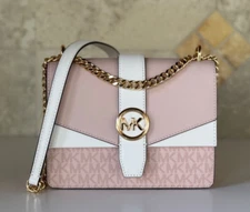 Michael Kors Greenwich Small Flap Shoulder Crossbody Bag MK Pink Multi