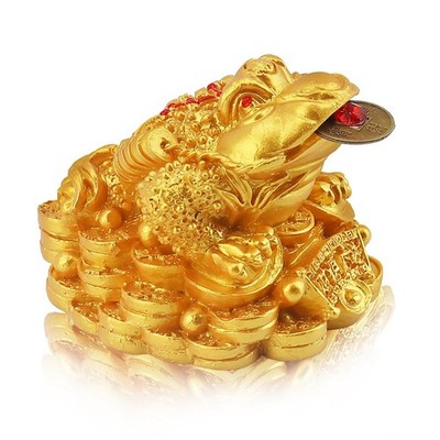 ALIBBON Feng Shui Decor Wealth Luck Ornaments Mini Money Frog Statue for Attr...