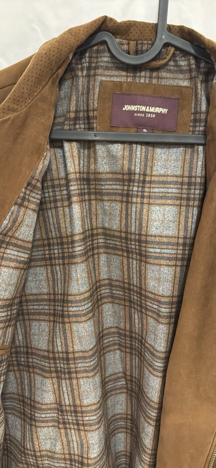 Chaqueta marrón con forro de franela Johnston & Murphy para hombre talla XL Foto 2 de 4