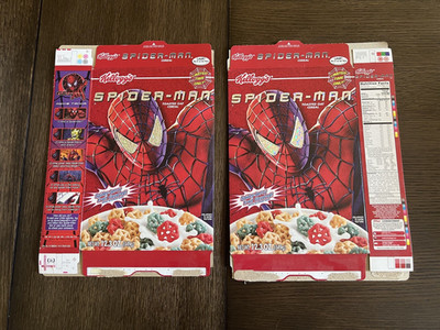 Lot of 2 Kellogg s Spider Man Cereal Box 2002 Movie Video Game Cartoon Berry