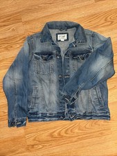 Blue Denim Jacket Kids 10/12 Button Front Pockets PLACE Unisex Kids
