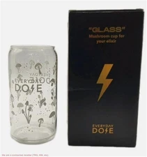 Everyday Dose Ice Coffee Glass Cup with Mushroom Design