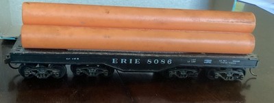 HO Scale HEAVY DUTY Erie 8086 Flat car with Pipe load with 4 SPRUNG TRUCKS & KDs