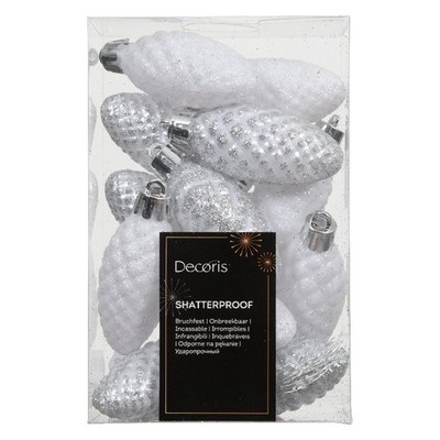 Kaemingk Set Weihnachtsbaum Dekorationen Zapfen Weiß (12Stk-9,5Cm)