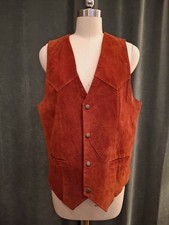 VTG IRVINE PARK Men's Red Burgundy All Suede Western Cowboy Boho Hippie Vest M