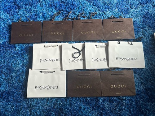 6 X Brown Gucci & 5 X White YSL Small Shopping/Gift Bag Bags