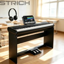 STRICH 88 Keys Weighted Digital Piano Keyboard with Stand Pedal Hammer-Action