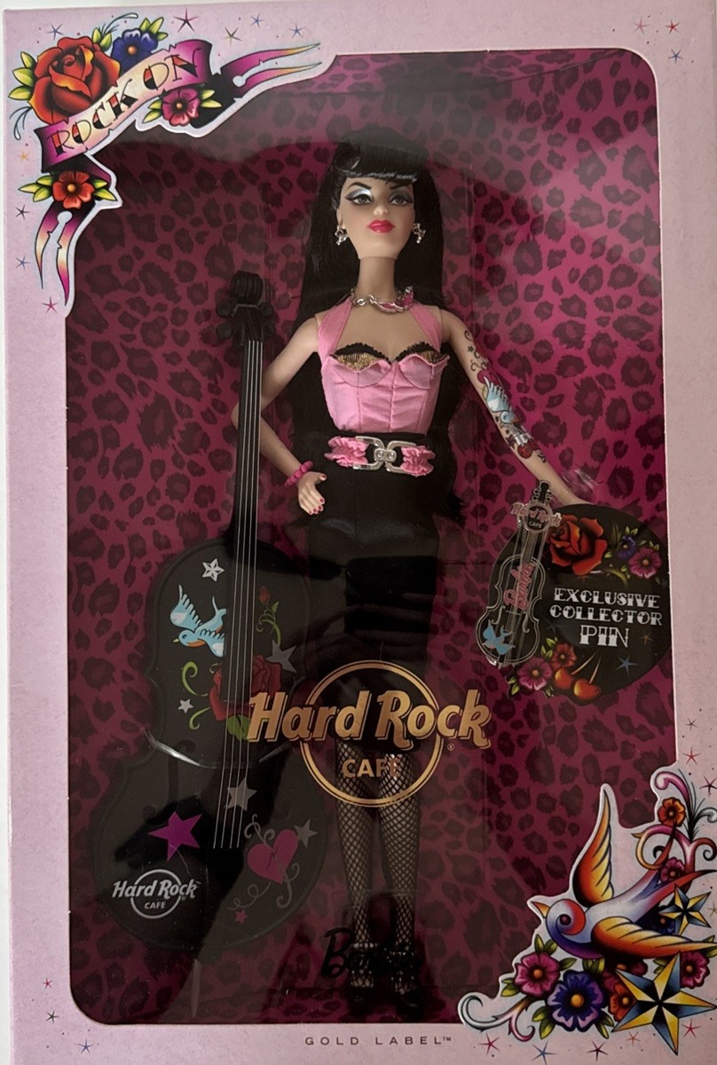 Hard Rock Cafe Barbie Doll With Exclusive Pin Gold Label Limited