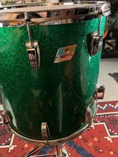 Ludwig Classic Maple 1970's  Vintage 16x16 Green Sparkle Floor Tom