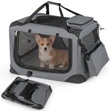 24" Collapsible Soft Dog CratePortable Dog Travel Crate w/Mesh Windows 3 Doors
