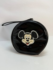 Vintage MICKEY MOUSE Small Black VINYL PURSE WALT DISNEY Hong Kong *Free Ship*