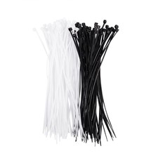 3mm x 150mm Auto Wire Push Cable Zip Tie Organizer White Black 100 Pcs N6R17898