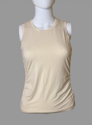 Athleta Womens S Cream Air Out Cinched Tank Sleeveless Top Yoga Athleisure