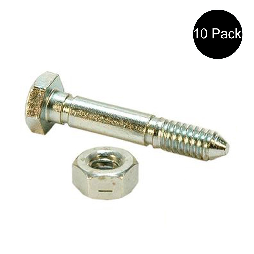 Qty 10: 1-9/16" x 1/4" Shear Pin with Nut Fits Ariens Replac