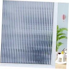  Window Privacy Film 3D Reeded Glass Static Clings Fluted 23.6 x 78.7 Inch Blue