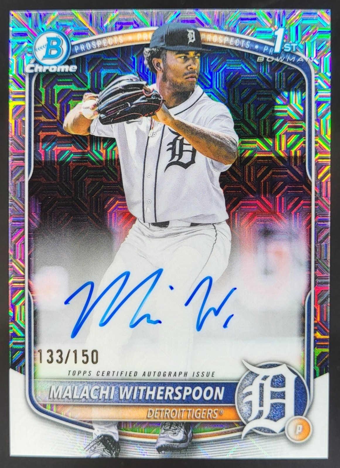 2025 Bowman Draft Malachi Witherspoon Chrome Auto HTA Choice /150 1st Tigers NE