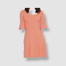 Donna Morgan Women Orange Scoop Neck Flutter Sleeve A-Line Dress Size 4