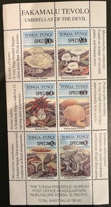 Tonga Stamps/ Souvenir Sheet 1997 SPECIMEN Complete Set Fungi Mint MNH Sc # 979a