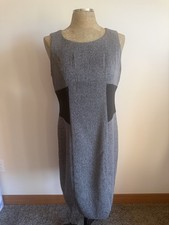 The Limited Gray Black Colorblock Tweed Sheath Dress Scoop Neck Lined Zip Sz 12