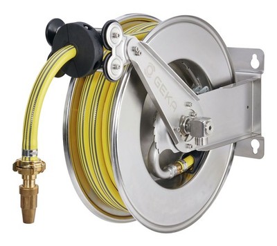 Geka plus automatischer Schlauchaufroller EA15SK, Edelstahl, inkl. 12,5m PVC...