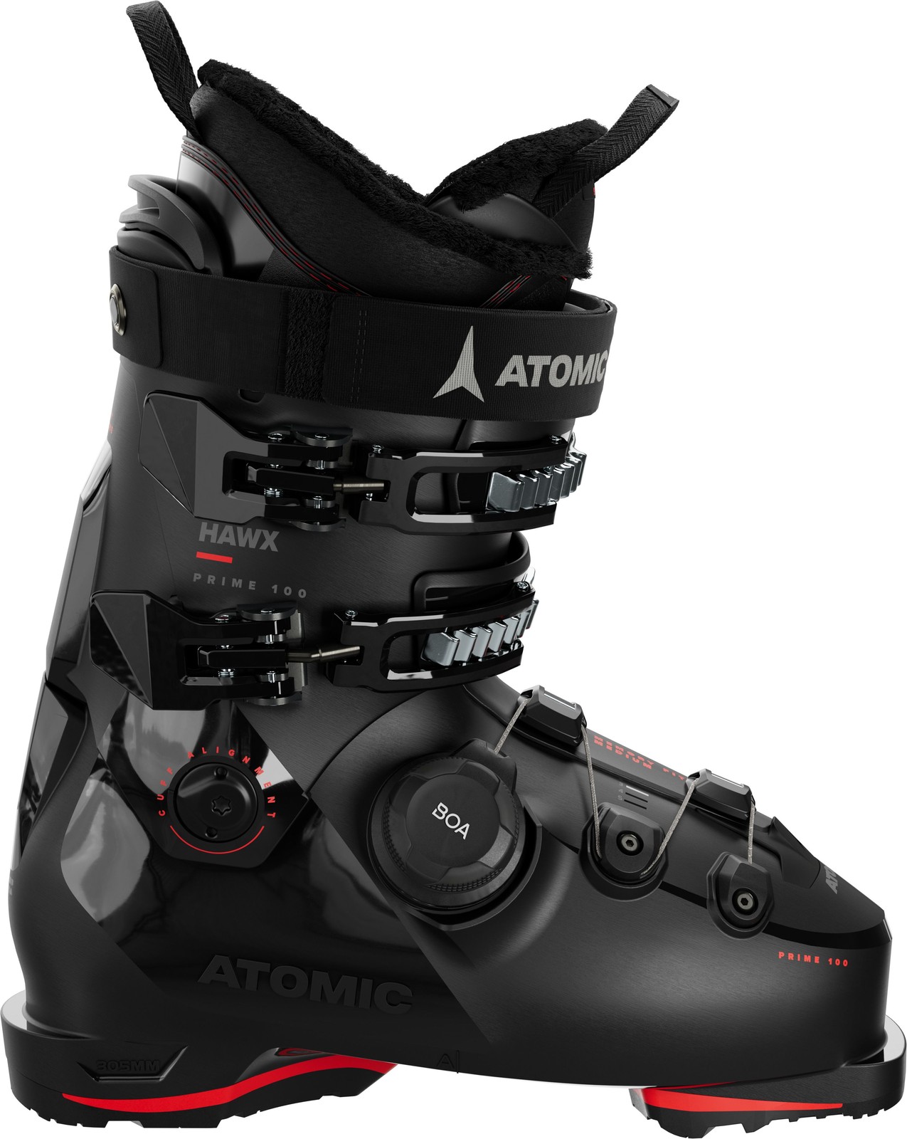 SALOMON Atomic Hawx Prime 100 BOA Scarponi da Sci Uomo Nero Rosso M25 25.5 MY26