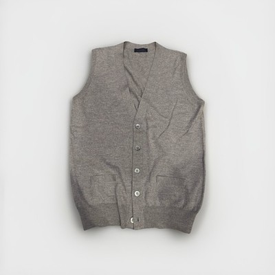 Thom Sweeney 100% Merino Wool Rib Knit Cardigan  Vest (LARGE)