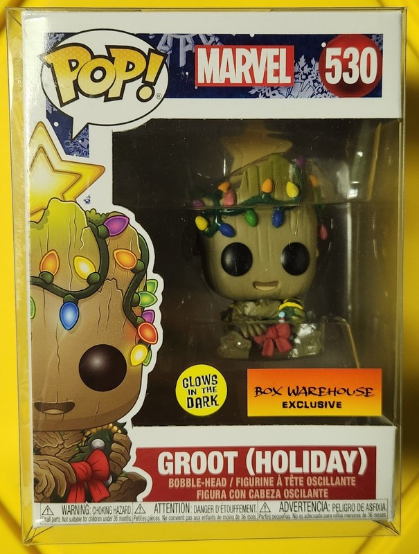 Funko Pop! Marvel - Groot (Holiday) Glow In The Dark #530 Box Warehous Exclusive