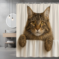 Cute Cat Shower Curtain - Adorable Feline Design for Bathroom Decor