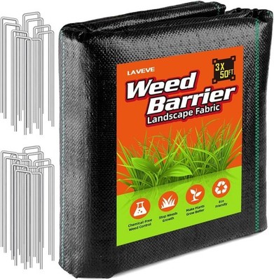 3FT x 50FT Weed Barrier Landscape Fabric, 3.2oz Premium Heavy Duty Garden Clo...