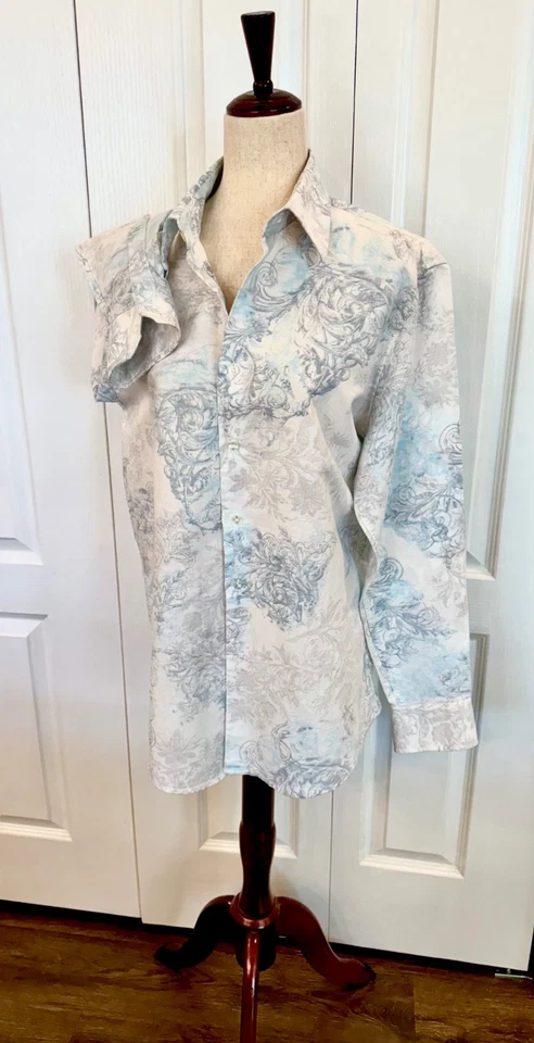 Camisa para hombre, Lg, mezcla de lino y algodón, tela de cachemira invertida de diseñador, ¡hermosa! Foto 2 de 4