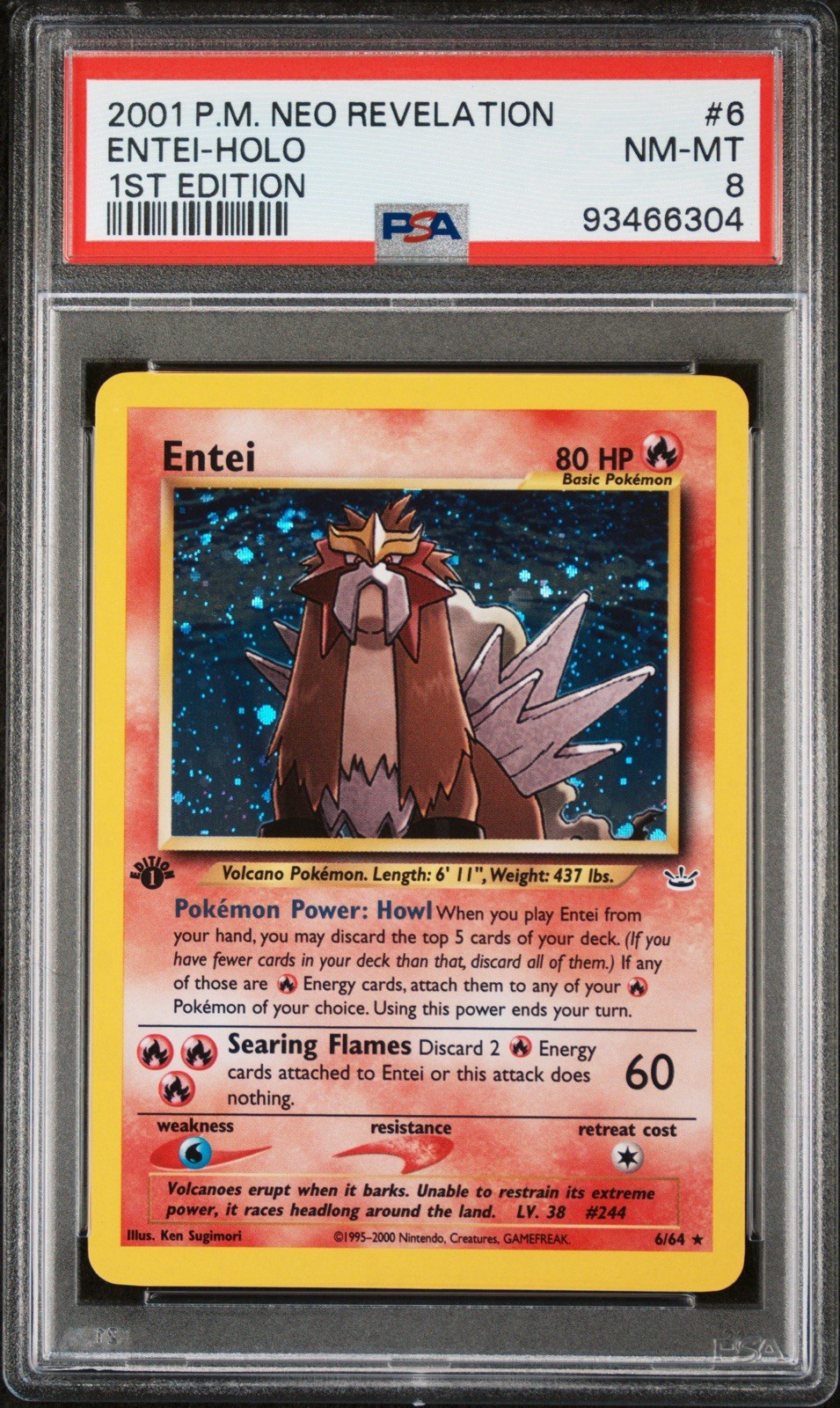 2001 Entei Neo Revelation Holo #6 Psa 8